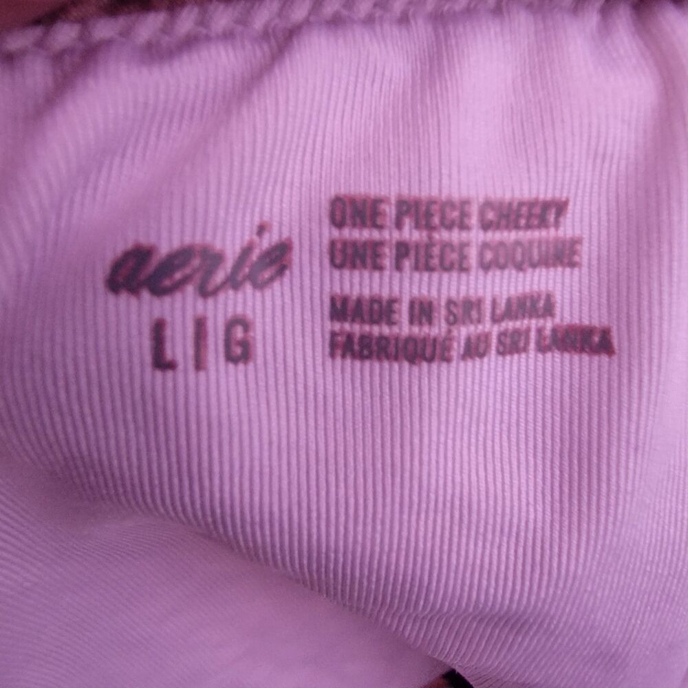aerie gingham plaid cut out onepiece Cheeky swimsuit wht/brn sz L beach coastal - Picture 3 of 5